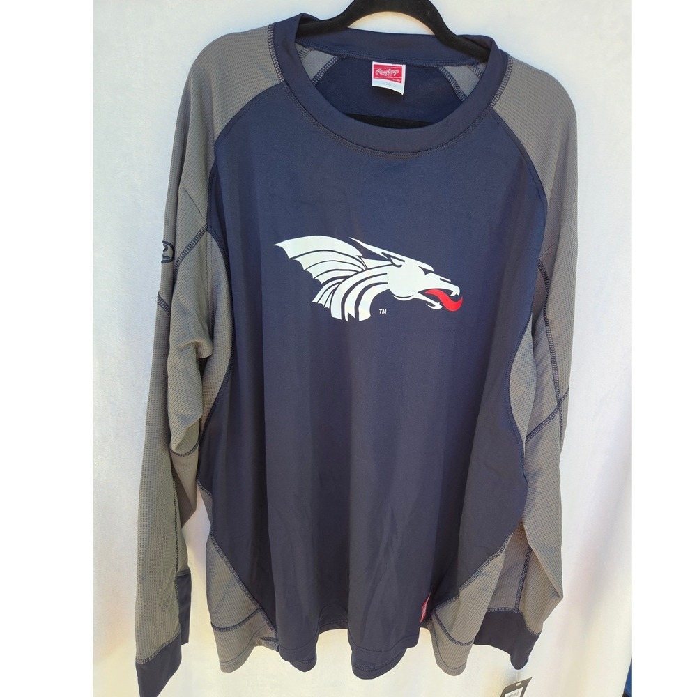 Rawlings Dugout Fleece Pullover 2XL Navy Dragon Graphic Sports Wear Baseball Men